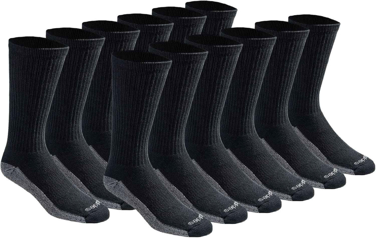 Dickies Men's Dri-tech Original Moisture Control Crew Socks, Available in M-xxl (6, 12, 18 Pairs)