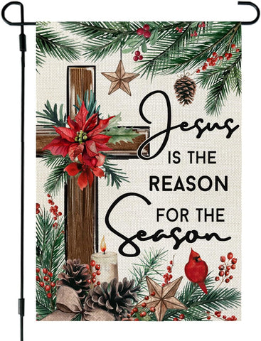 CROWNED BEAUTY Christmas Jesus Is the Reason Garden Flag for Outside 12x18