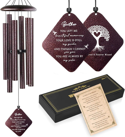 Memorial Gifts for Loss of Brother, 32" Sympathy Wind Chimes for Loss of Brother, Bereavement Gifts Loss of Brother, Loss of Brother Sympathy Gifts, Windchimes in Memory of Brother (Bronze)