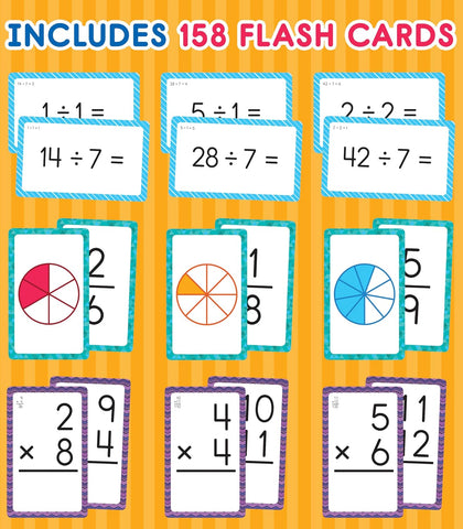 Carson Dellosa 3-Pack Math Flash Cards, Ages 8-12, Multiplication
