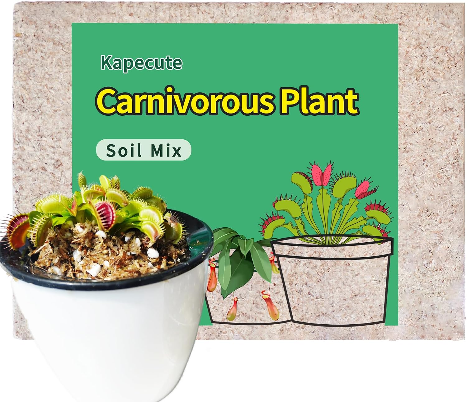 Carnivorous Plant Soil Mix 2 Qts, Include Perlite and Sphagnum Moss Debris, Great Potting Soil for Venus Fly Traps, Pitcher Plants, Sundews