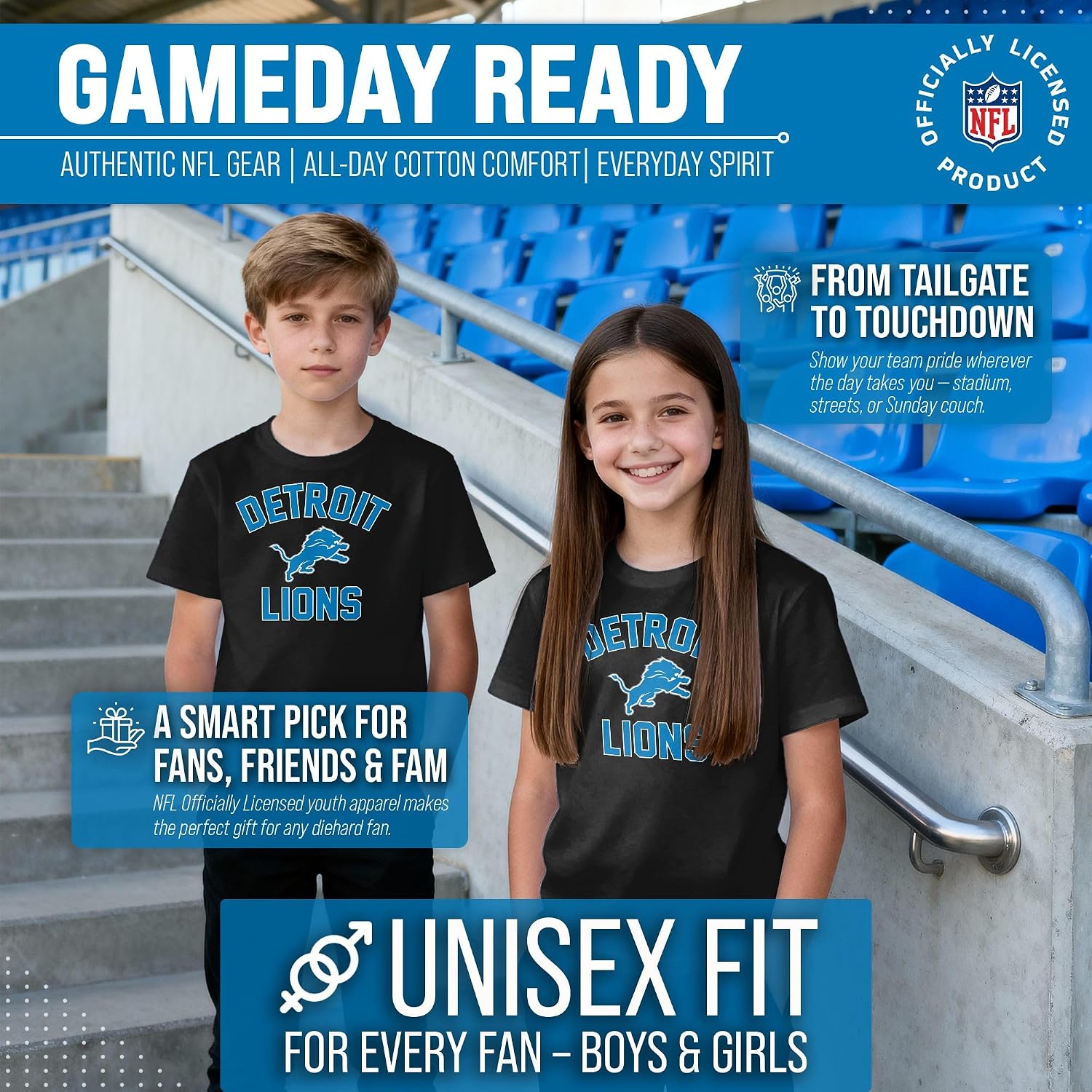 Youth NFL Football T-Shirt - Tagless Cotton Blend Fan Tee