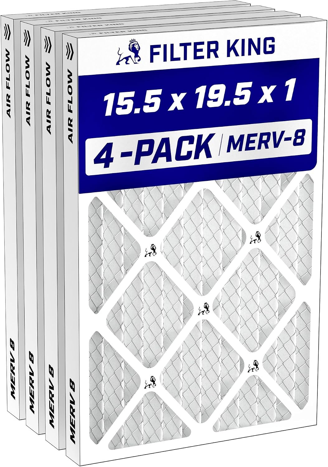 Filter King 15.5x19.5x1 Air Filter MERV 8, AC Furnace Filters (4-Pack)