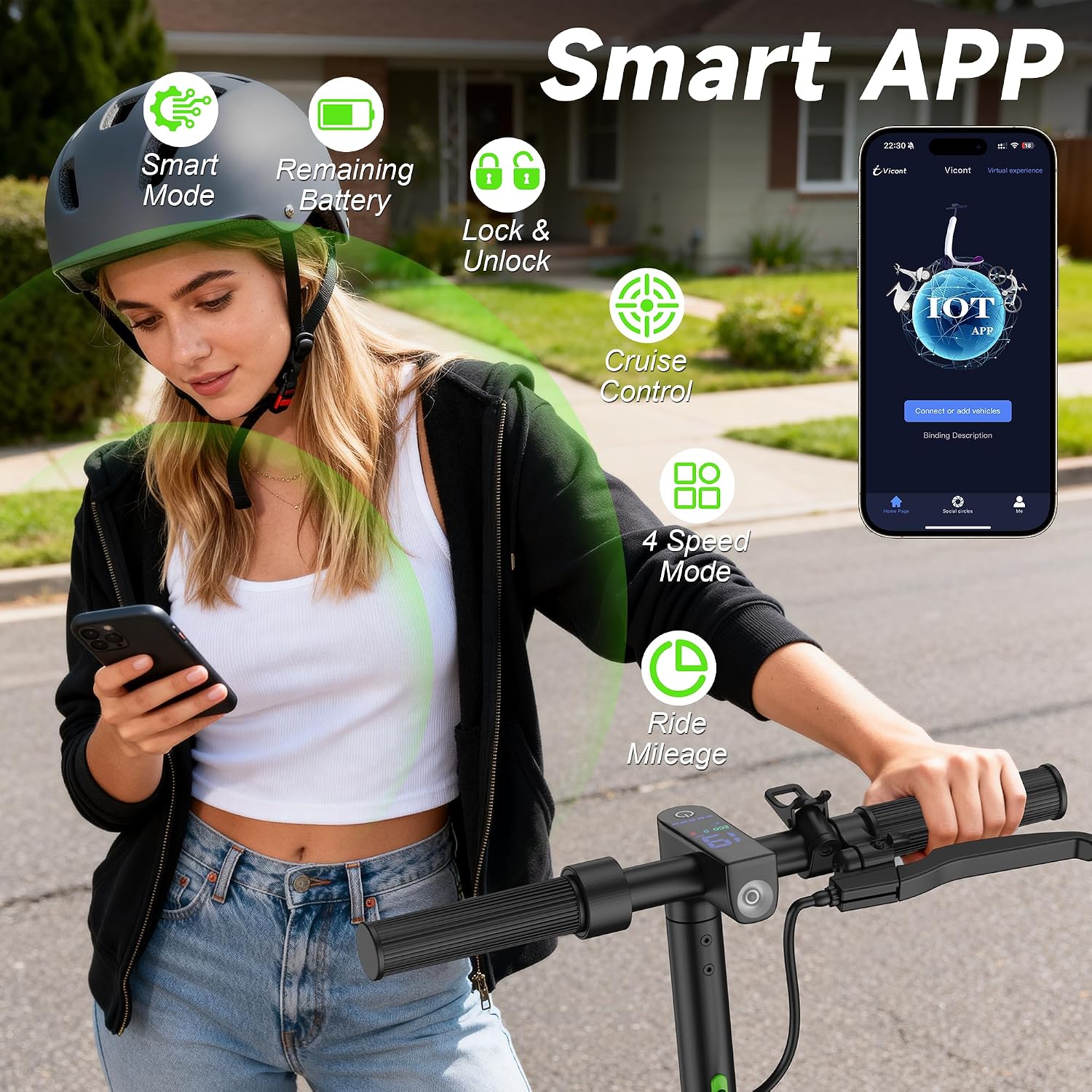 VOLPAM Electric Scooter, 350W/500W Motor, 21/28/40 Miles Long Range, 19 MPH Max Speed, 8.5" Solid Tire, Lightweight EScooter with Dual Brakes & Lights, APP