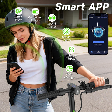 VOLPAM Electric Scooter, 350W/500W Motor, 21/28/40 Miles Long Range, 19 MPH Max Speed, 8.5" Solid Tire, Lightweight EScooter with Dual Brakes & Lights, APP