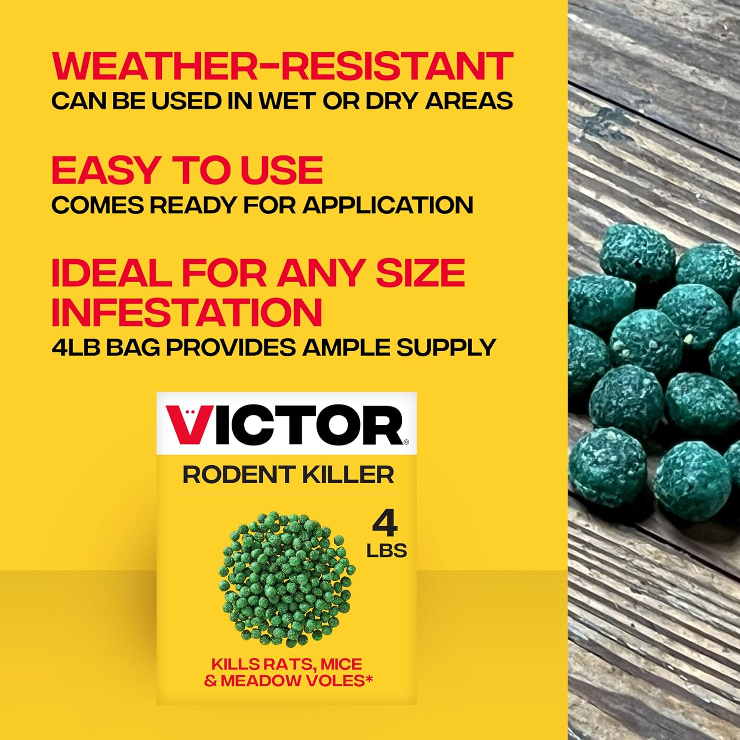 Victor Rodent Killer, 4 lb Fish-Flavored Bait Balls, Mouse Poisoning Bait