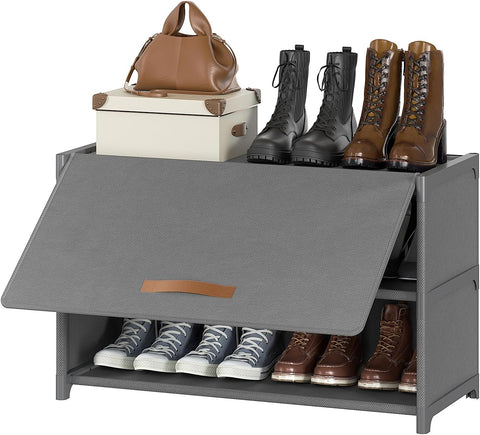5 Tier Shoe Cabinet with Door, 20-Pair Storage, Grey