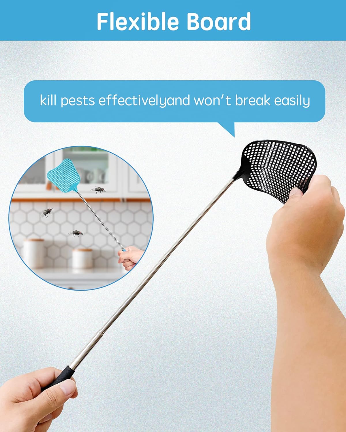 CUNCUI Fly Swatter Set of 2, Indoor Outdoor Telescopic Fly Swatters