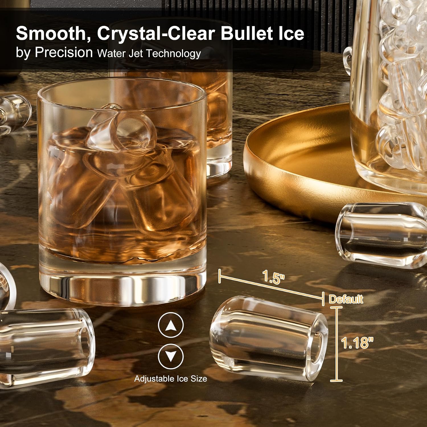 COTLIN Under Counter Ice Maker with Built-in Drain Pump & Spray Ice Tech