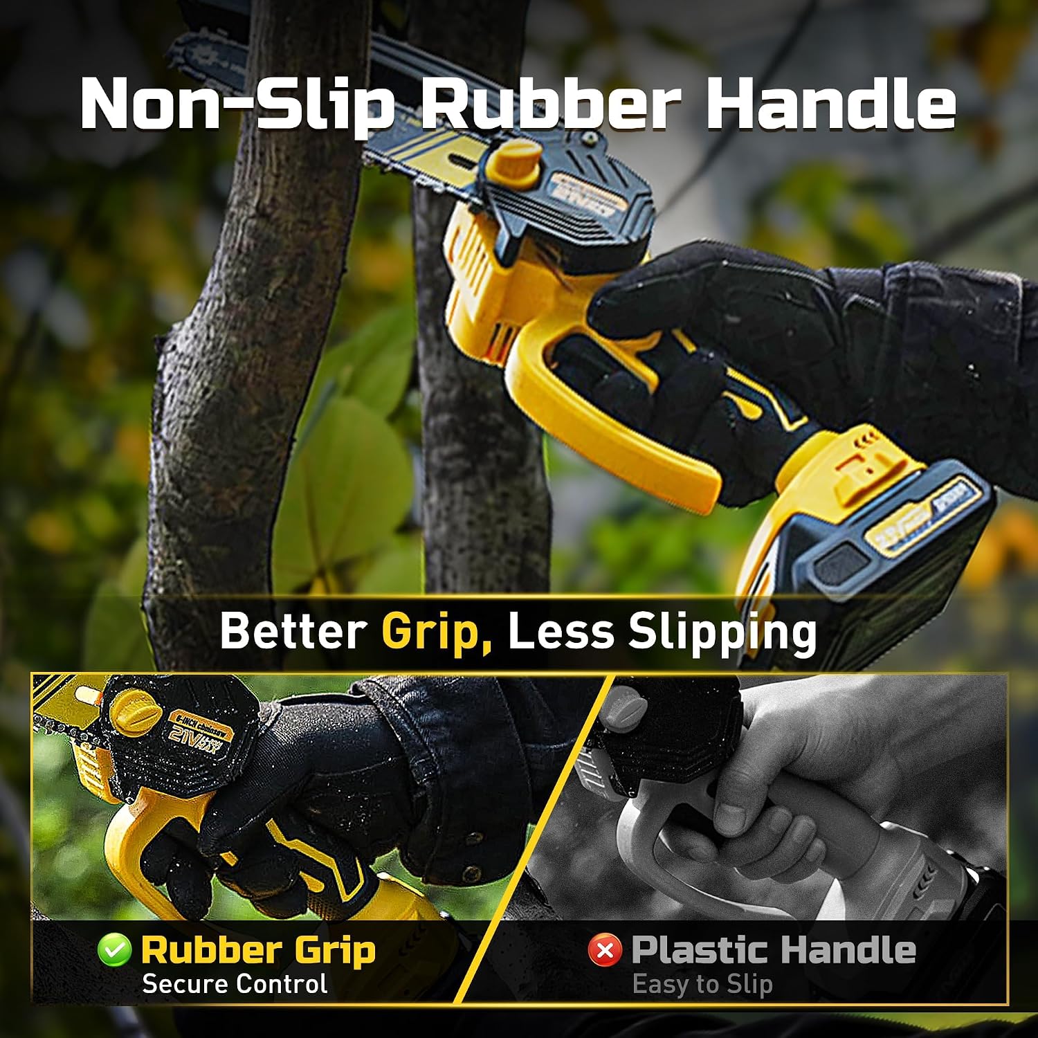 6-Inch Mini Chainsaw Cordless, 21V 2.0Ah Battery Powered Electric Pruning Saw, One-Hand Chain Saw for Tree Trimming, Lightweight, Small and Easy Control for Seniors, Women, Beginners & Yard Work