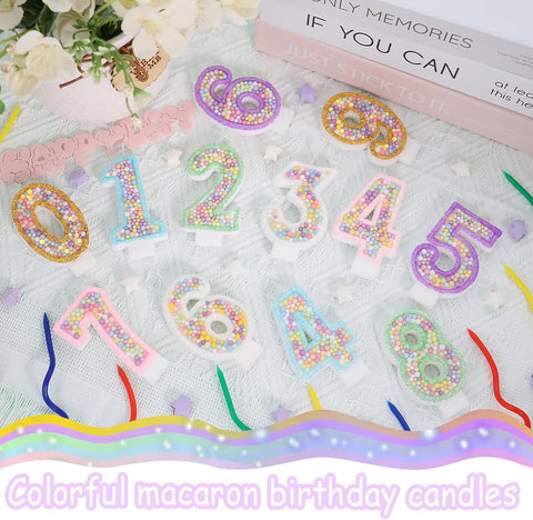 Macaron Number 6 Candle, 6th Birthday Decorations for Girls Boys