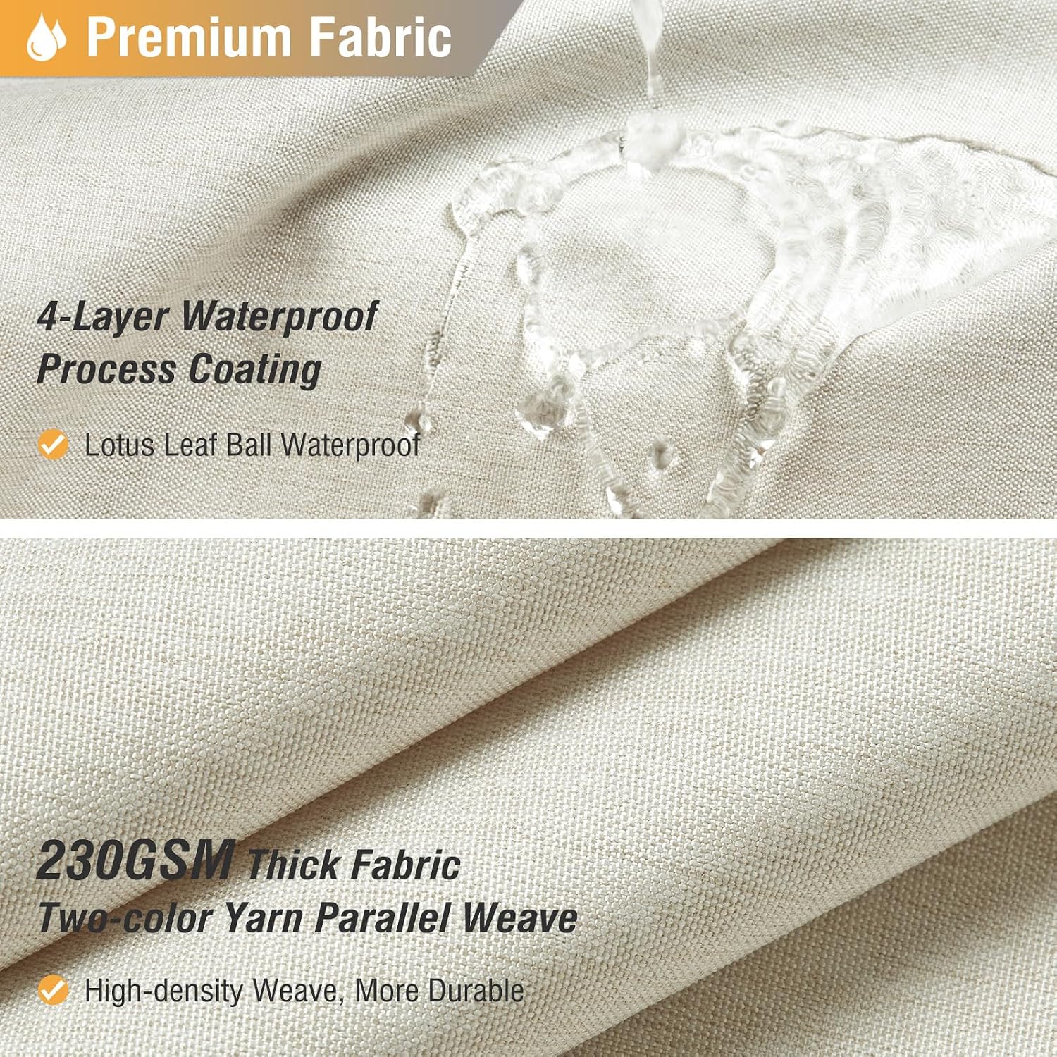 BTTN Linen Textured Waterproof Fabric Shower Curtain, 72x84, Light Cream
