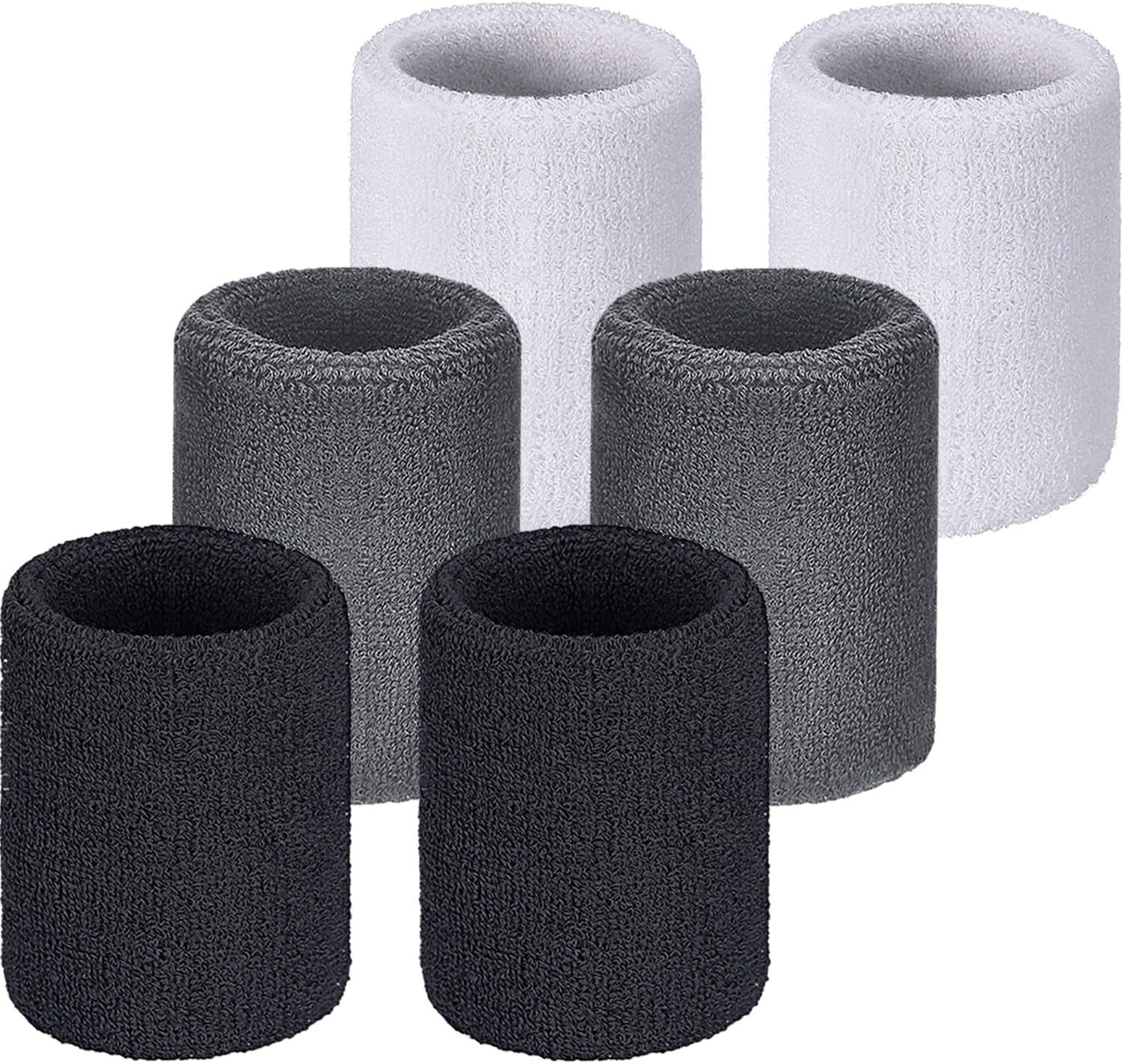 Willbond Wrist Sweatbands, Sports Sweatbands for Competition, Sweat Absorbent, for Basketball, Tennis, Football, Running and Work (Pack of 6)