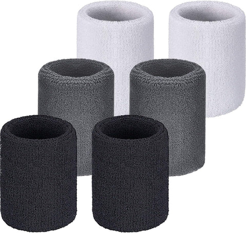Willbond Wrist Sweatbands, Sports Sweatbands for Competition, Sweat Absorbent, for Basketball, Tennis, Football, Running and Work (Pack of 6)