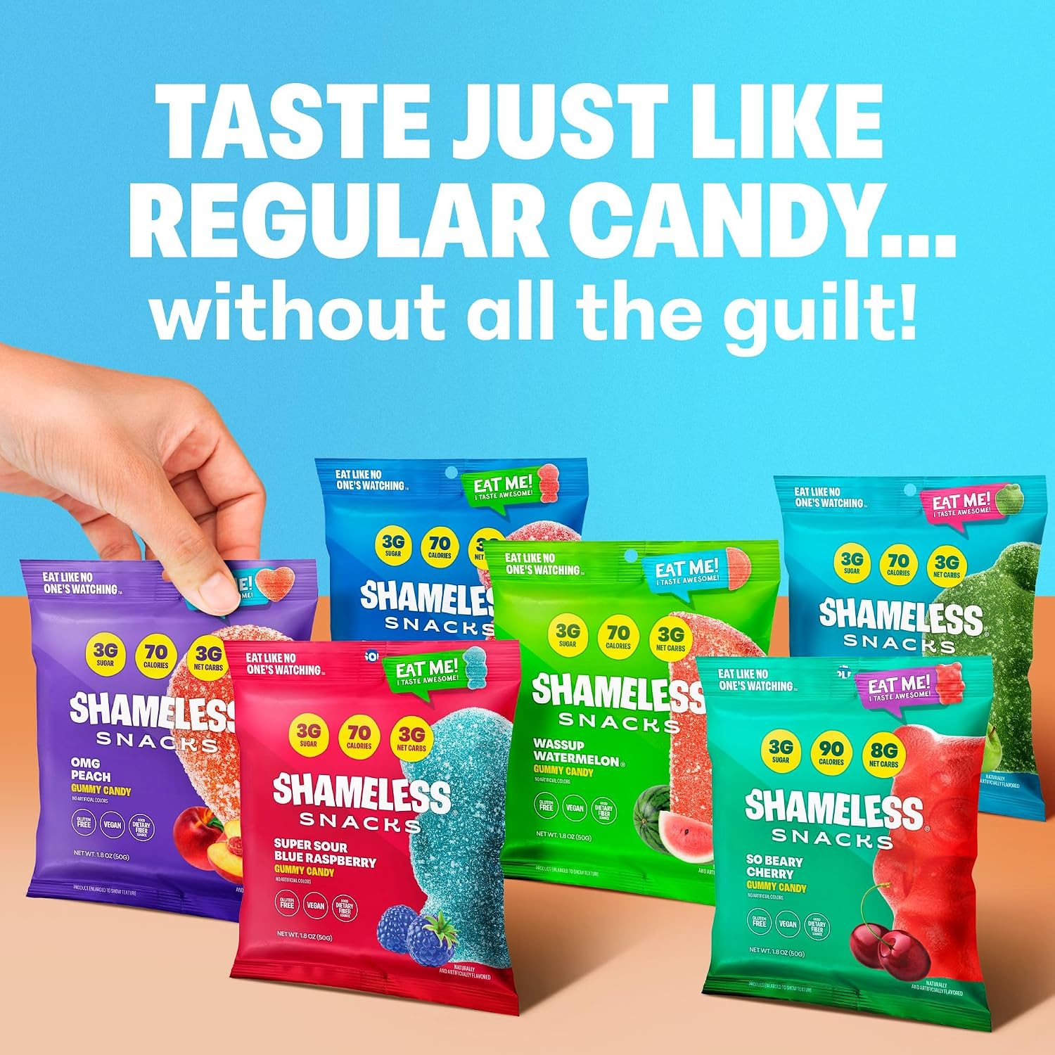 Shameless Snacks Sour Candy & Fruit Snacks - Gummy Candy Variety Pack, Keto