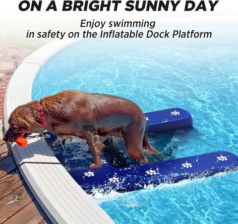 Inflatable Dock Platform, Lagre Dog Boat Ramp for Pool Floating Non-Slip
