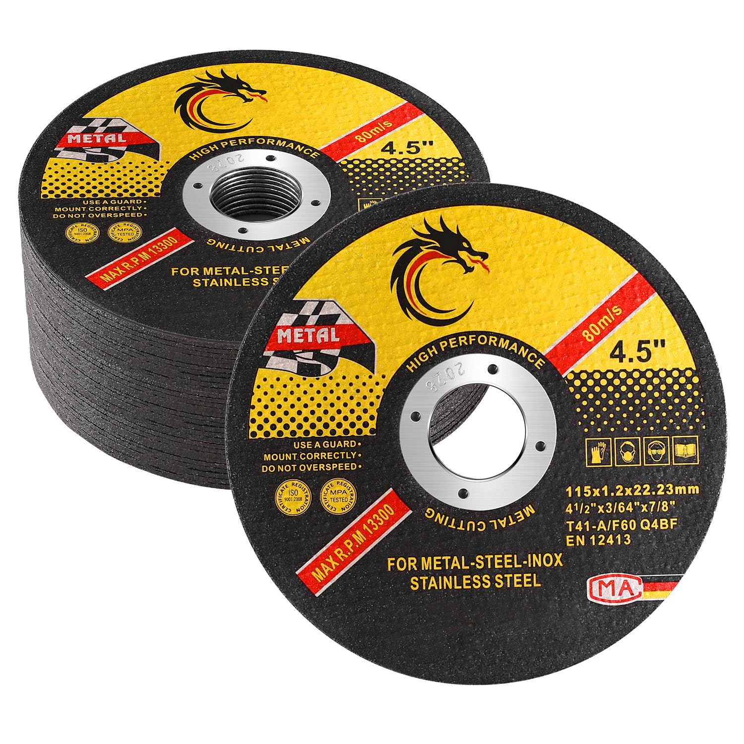 30 Pack 4 1/2 Cut Off Wheel Angle Grinder Cutting Disc for Metal & Stainless Steel, Max 13,300 RPM, 0.045" Thin Grinding Wheel