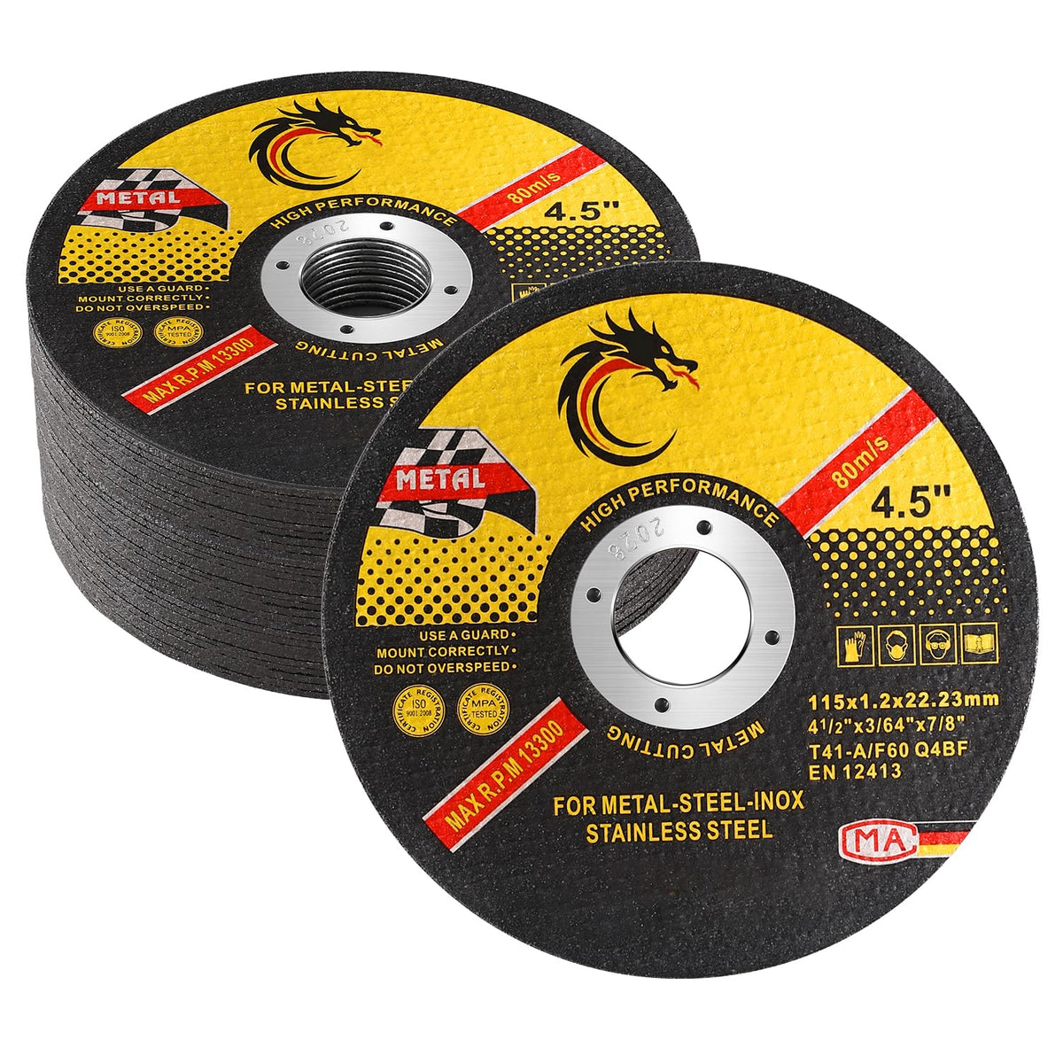 30 Pack 4 1/2 Cut Off Wheel Angle Grinder Cutting Disc for Metal & Stainless Steel, Max 13,300 RPM, 0.045" Thin Grinding Wheel