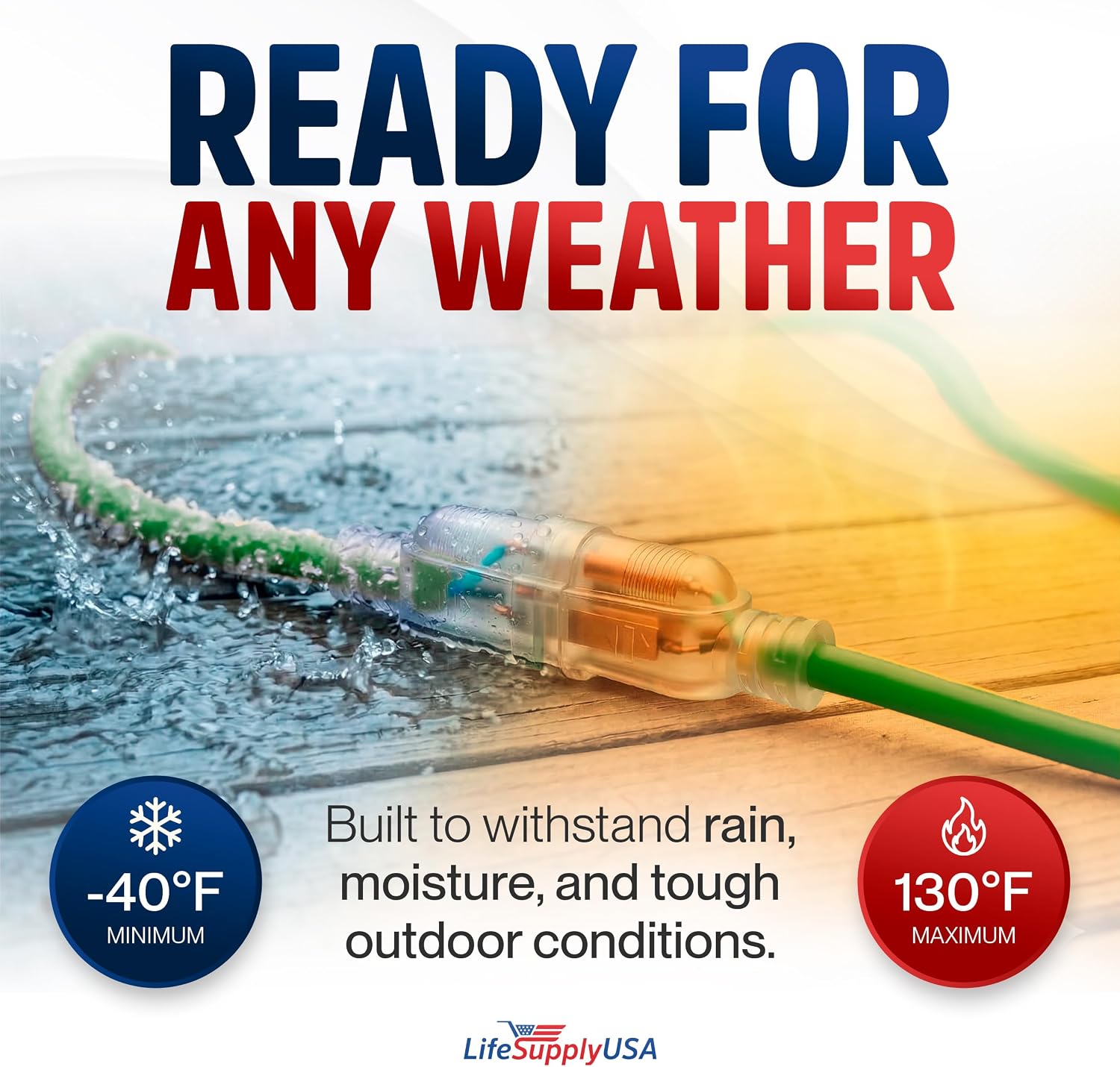 75ft Outdoor/Indoor Extension Cord 10/3 Gauge Ultra Heavy Duty 3 Prong SJTW, Waterproof, Flexible Cold-Resistant Long Power Cord,15A 125V 1875W, Green by LifeSupplyUSA
