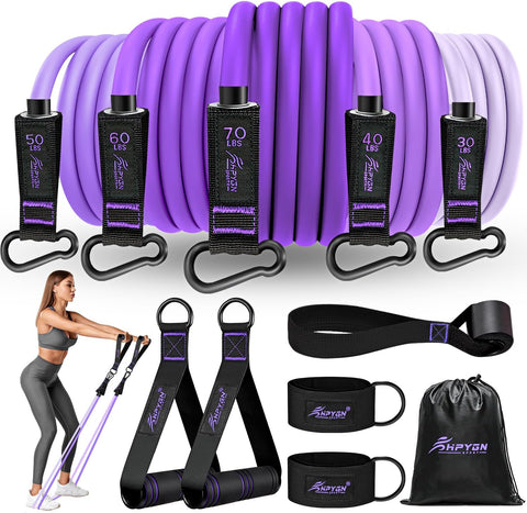 HPYGN Resistance Bands with Handles, 150 lb Exercise Bands for Home Workout