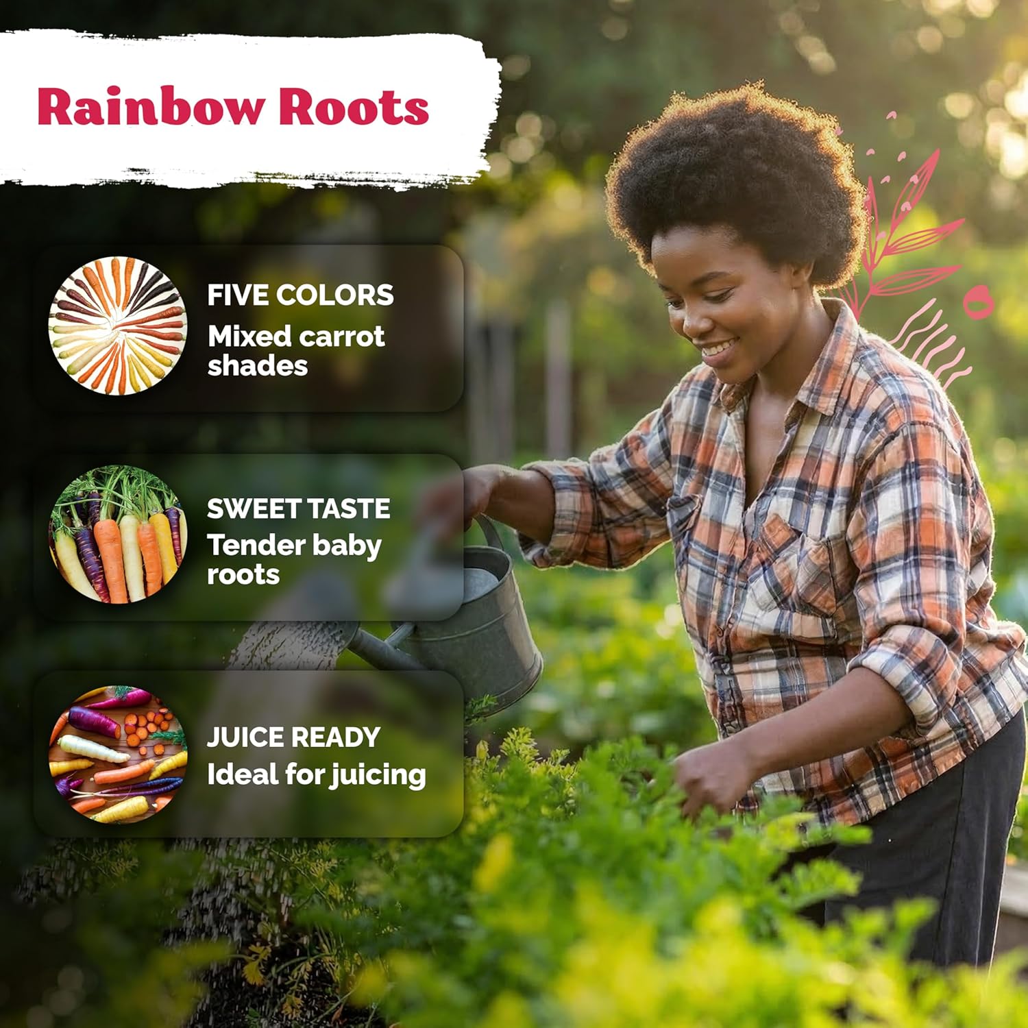 1,000 Rainbow Carrot Heirloom Vegetable Seeds for Planting, Daucus Carota