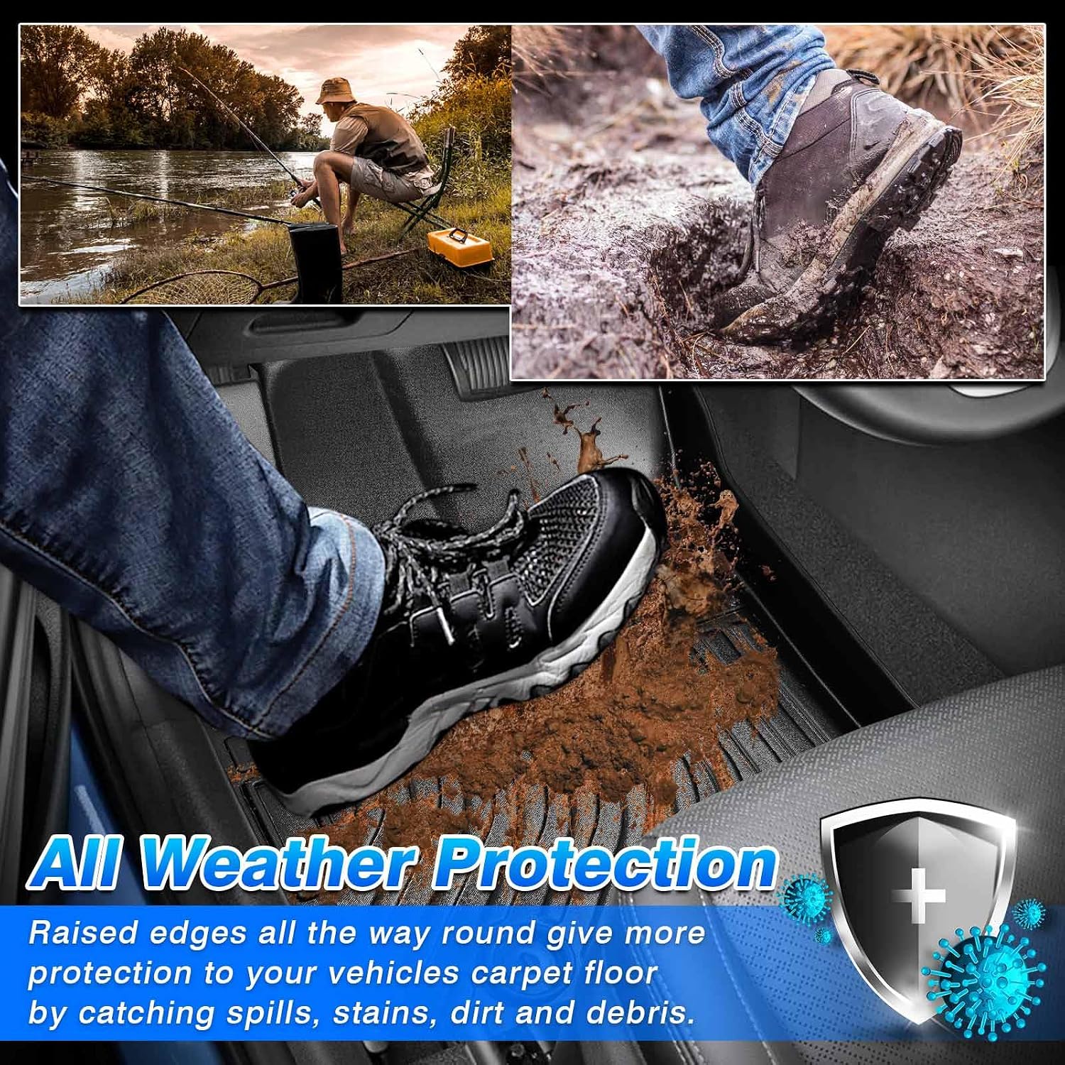 Floor Mats Custom Fit for Hyundai Ioniq 5 with Movable Console 2022 2023 2024 2025 Accessories All Weather Floor Liner Front & Rear 2 Rows Car Carpet Protection TPE Odorless