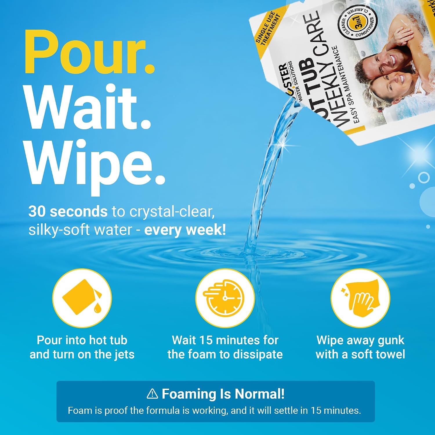 Ouster Hot Tub Weekly Care - 3in1 Cleaner, Clarifier & Conditioner (4-Week)