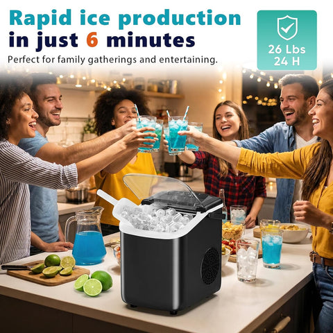 OLIXIS Countertop Ice Maker with Self-Cleaning, Portable Ice Maker Machine