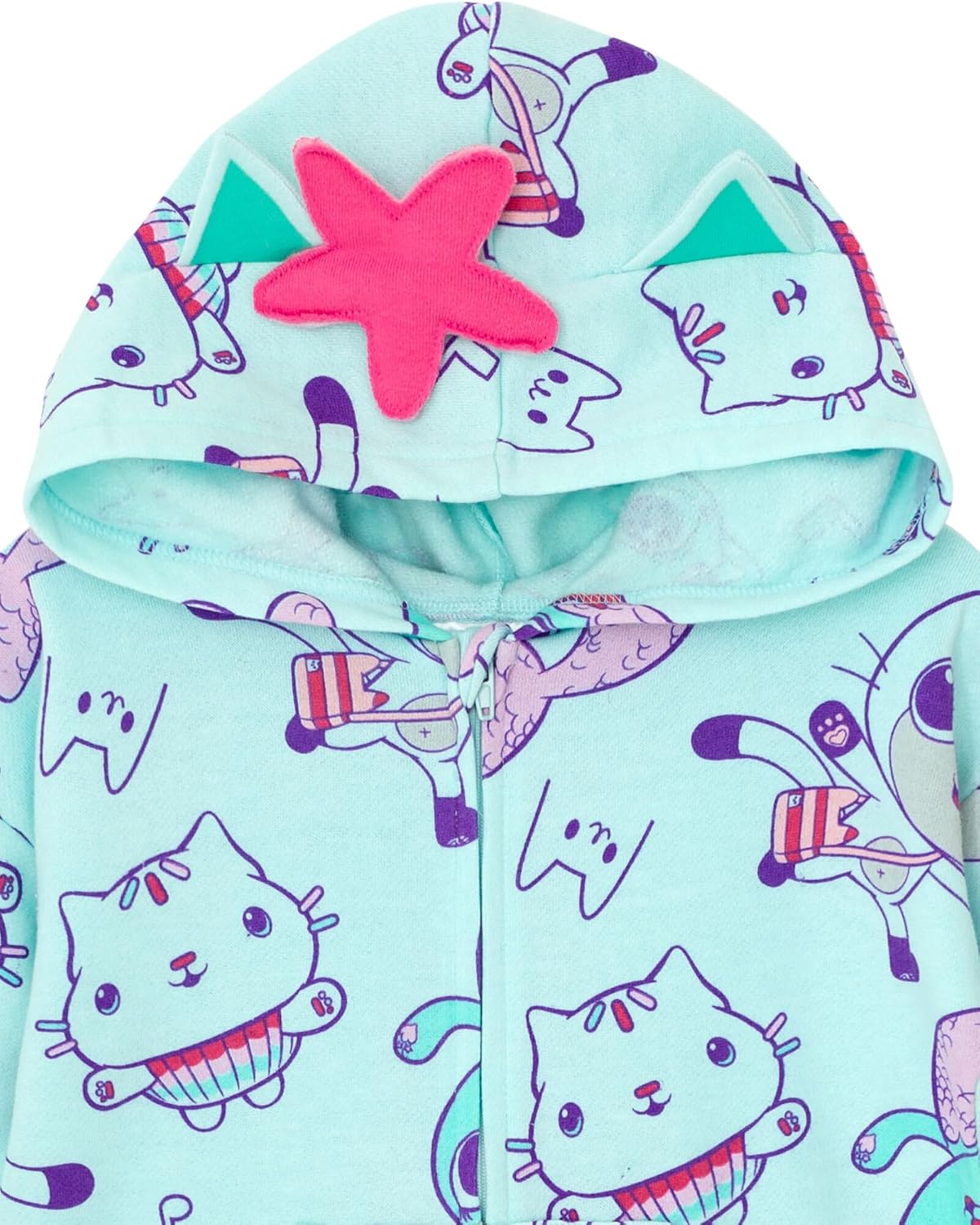 Dreamworks Gabby's Dollhouse Pandy Paws Cakey Cat MerCat Girls Fleece Zip Up Coverall Toddler to Little Kid