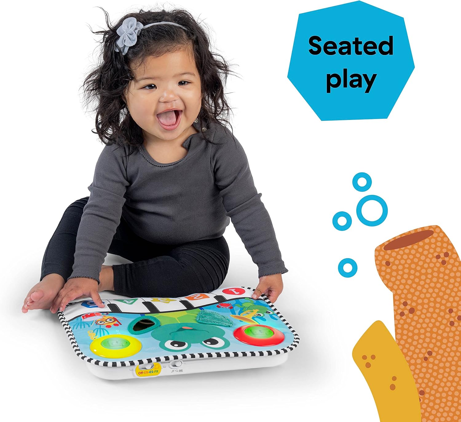 Baby Einstein Ocean Explorers Neptune's Kick & Explore Musical Kick Pad & Crib Toy, Tummy Time Mat, Learning Toy, for Ages 0 Months and up