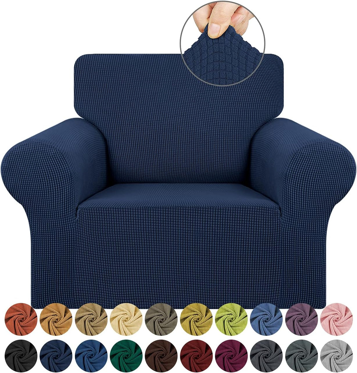 KEKUOU Stretch Chair Sofa Slipcover, Single Couch Cover,Navy Blue