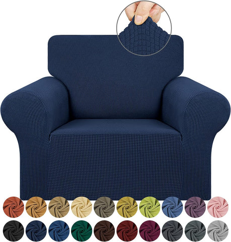 KEKUOU Stretch Chair Sofa Slipcover, Single Couch Cover,Navy Blue