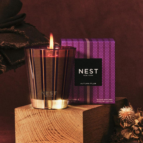NEST New York Scented Classic Candle, Autumn Plum - 8.1 oz - Up to 60-Hour Burn Time - Reusable Glass Vessel