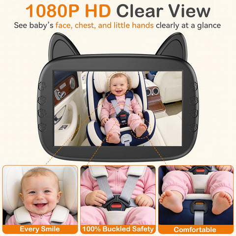 HD 1080P Baby Car Camera: Clear Night Vision for Road Trips & Solo Driving