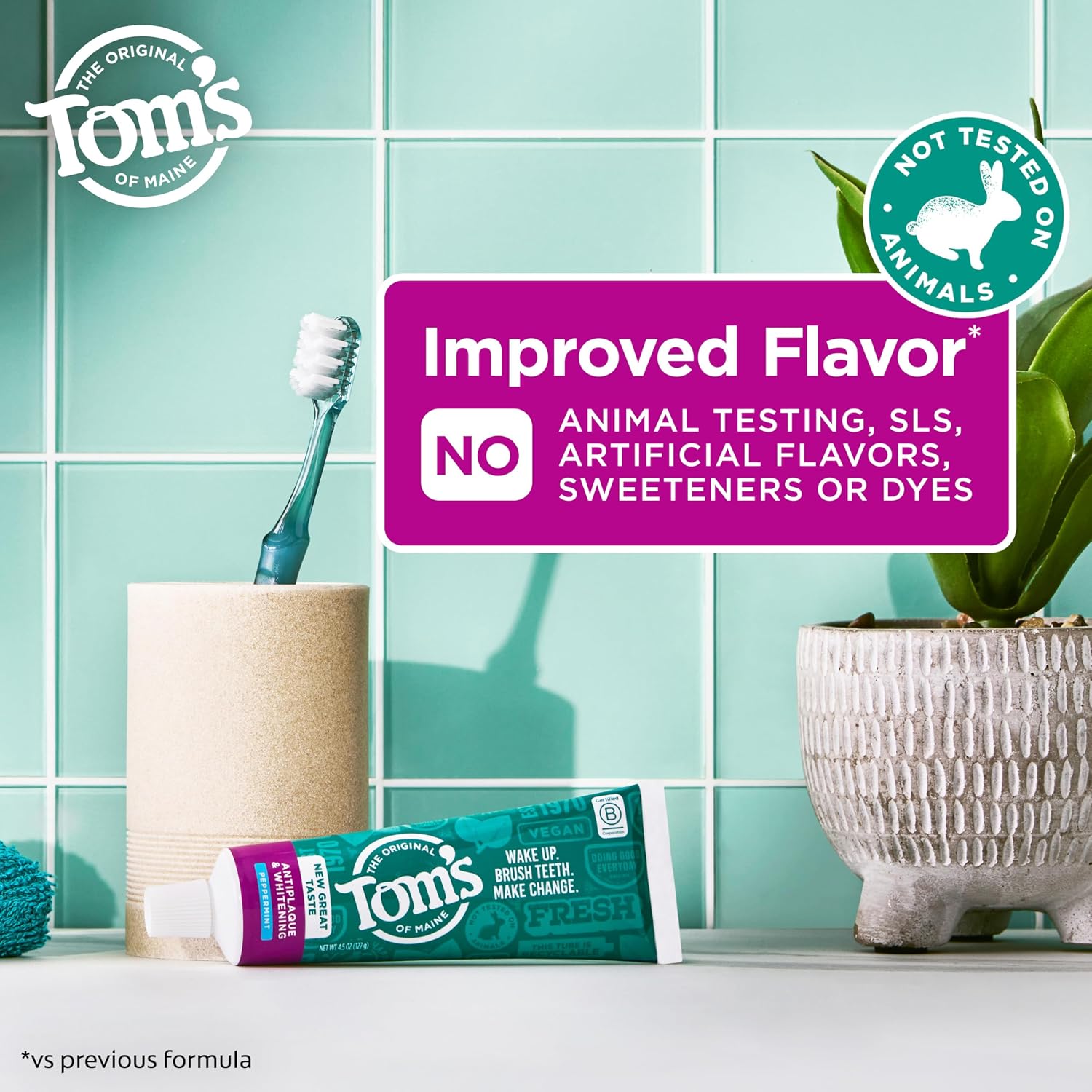 Tom's of Maine Antiplaque and Whitening Toothpaste, Peppermint, 2Pk, 5.5 oz