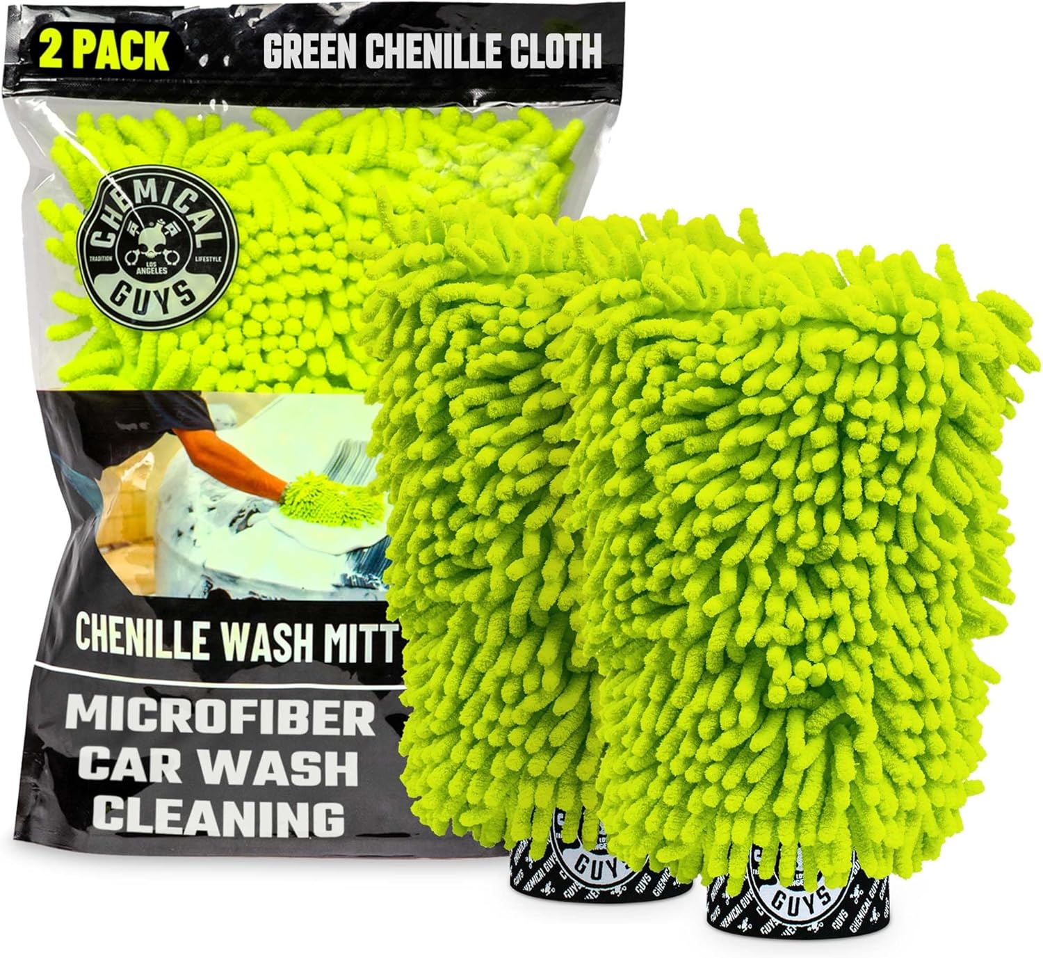 Chemical Guys, Chenille Microfiber Wash Mitt for Cars, Scratch-Free, 2 Pack