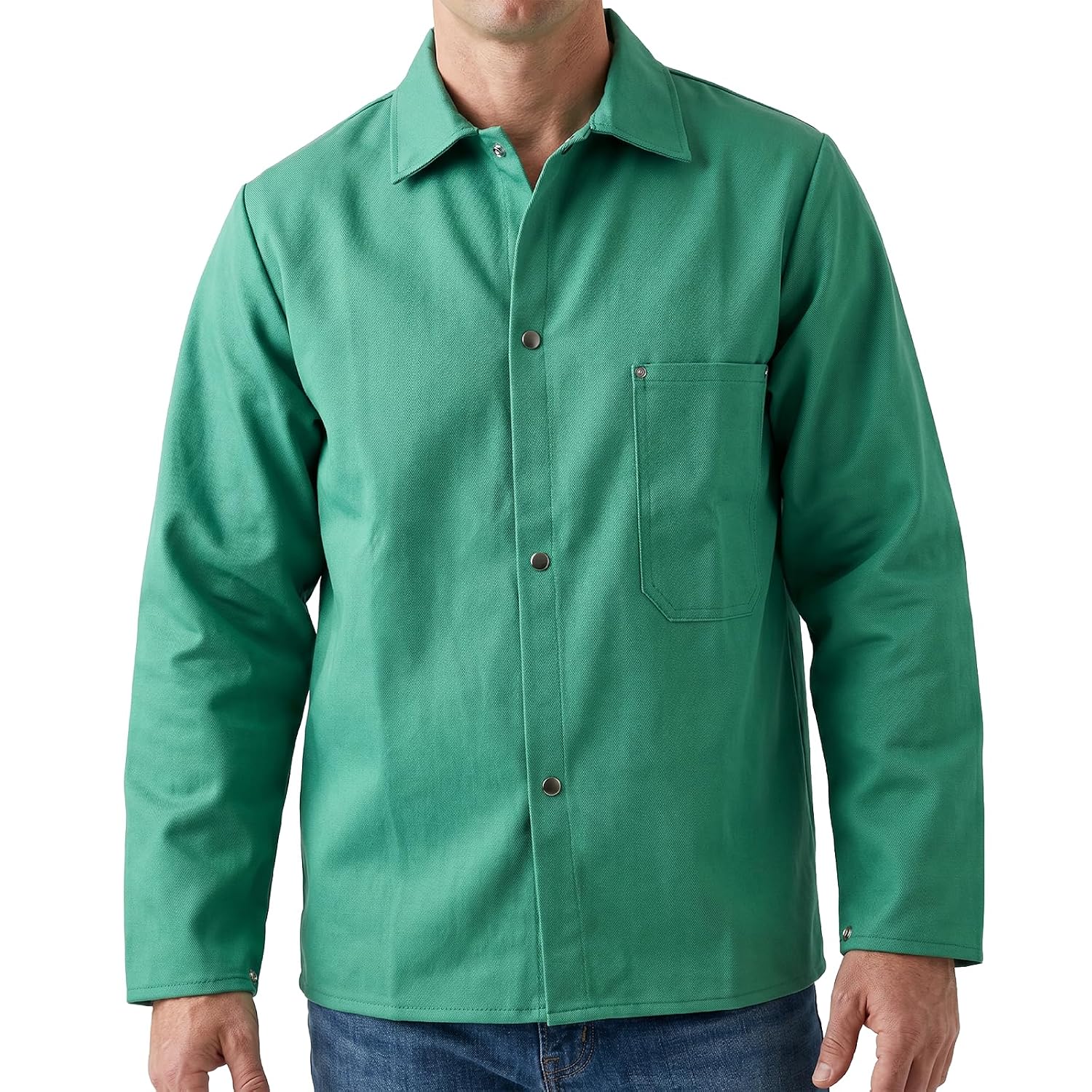 MAGID SparkGuard Flame Resistant Green Welding Jacket | 1 Jacket | 12 oz. Heavyweight 100% Cotton Sateen | ASTM D6413 | Men's | 2830