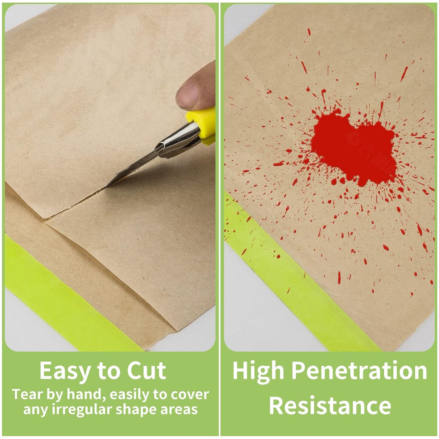 Tangibay Pre-Taped Masking Paper for Painting, 12 inch x 50 feet, 2 Rolls
