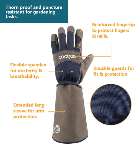 COOLJOB Thorn Proof Rose Pruning Garden Gloves for Men, Long Sleeve Medium
