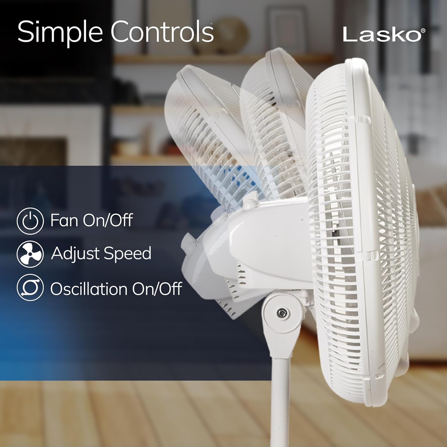 Lasko Oscillating Pedestal Fan - Adjustable to 47" - 2520 - White