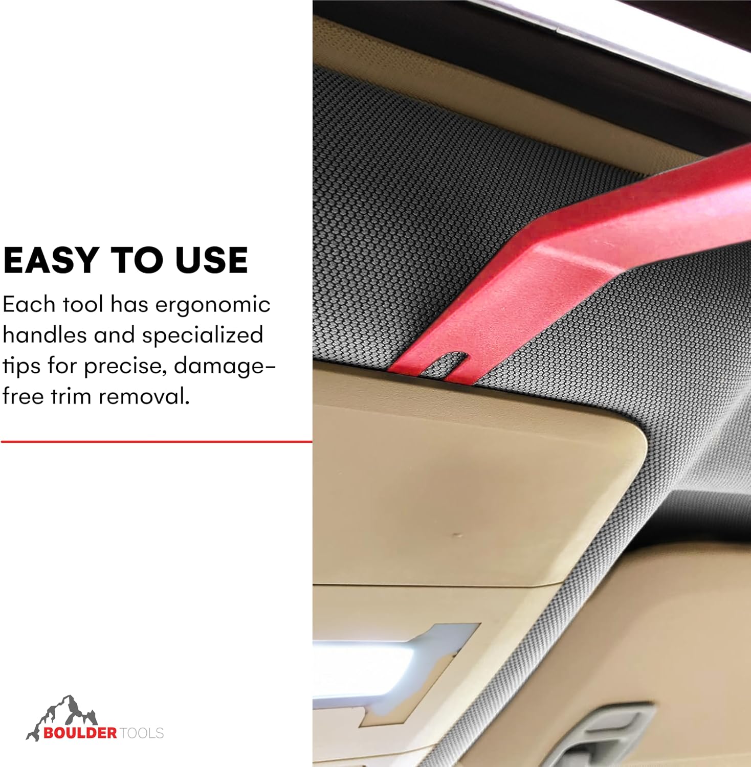 Tresalto Auto Trim Removal Tool Kit (No Scratch Plastic Pry Kit), Door Panel Removal Tool, Car Clips, Push Rivets, Molding, Dashboards, Interior Trim Tools, Red