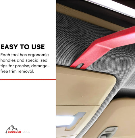 Tresalto Auto Trim Removal Tool Kit (No Scratch Plastic Pry Kit), Door Panel Removal Tool, Car Clips, Push Rivets, Molding, Dashboards, Interior Trim Tools, Red