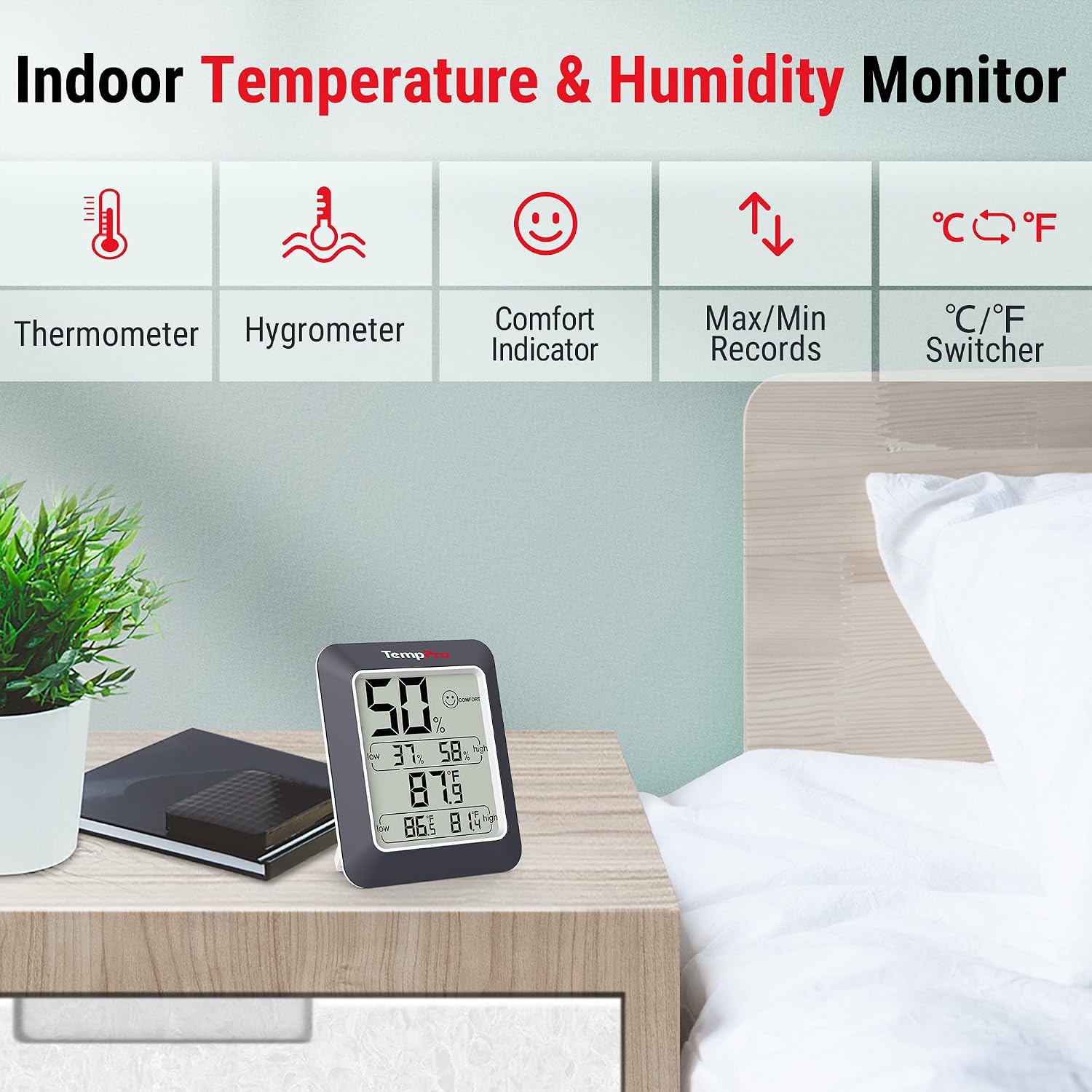 TempPro TempAir Digital Hygrometer Indoor Thermometer Humidity Monitor