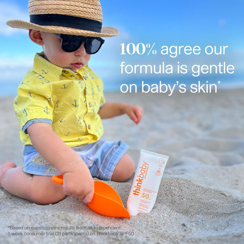 Thinkbaby Baby Sunscreen SPF 50+, Mineral Formula, Water Resistant, 3 Oz