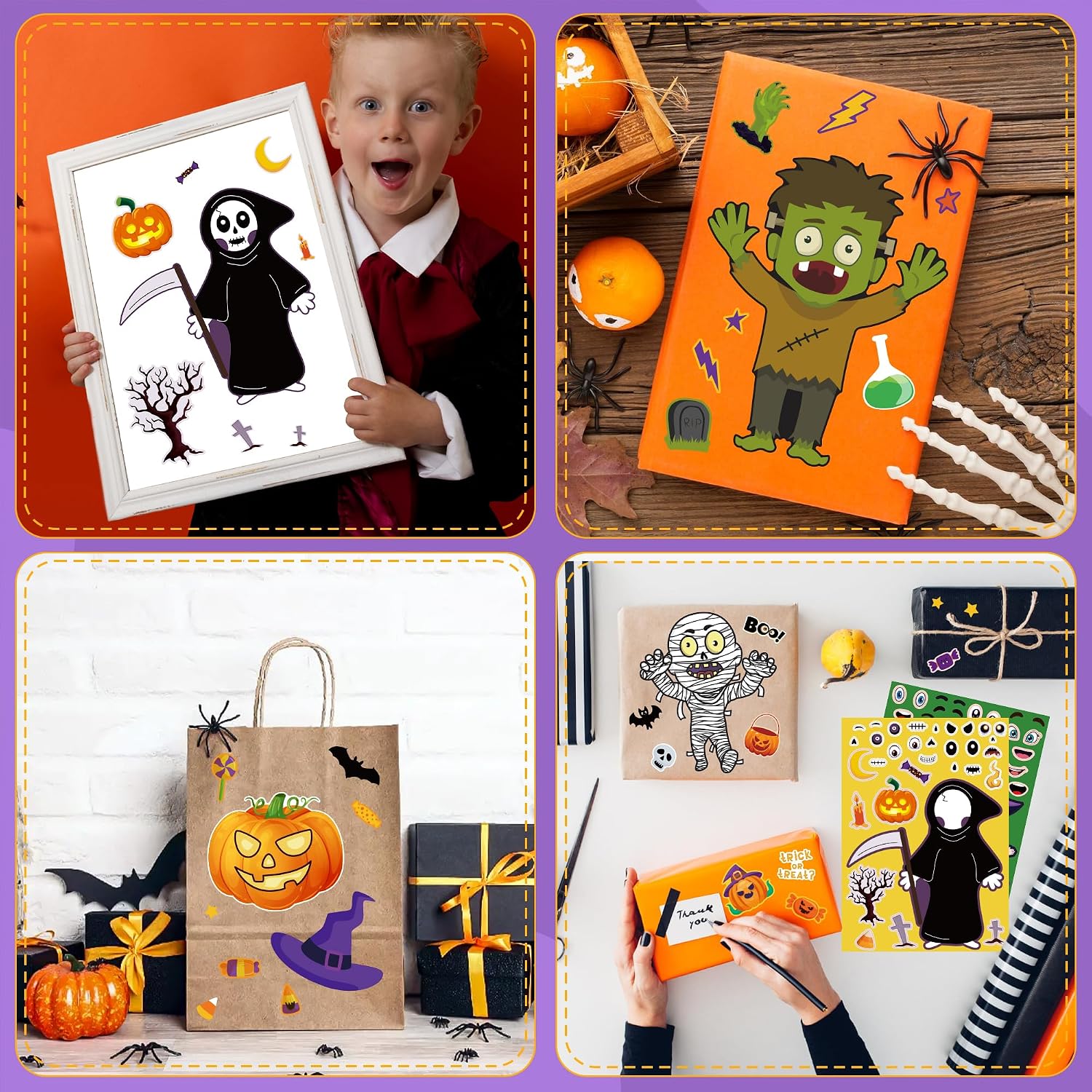 OHOME Halloween Party Favors - DIY Crafts Stickers for Kids | Kids Halloween Games Toys Gifts Treats Decorations Activities Party Supplies(24 Sheets)