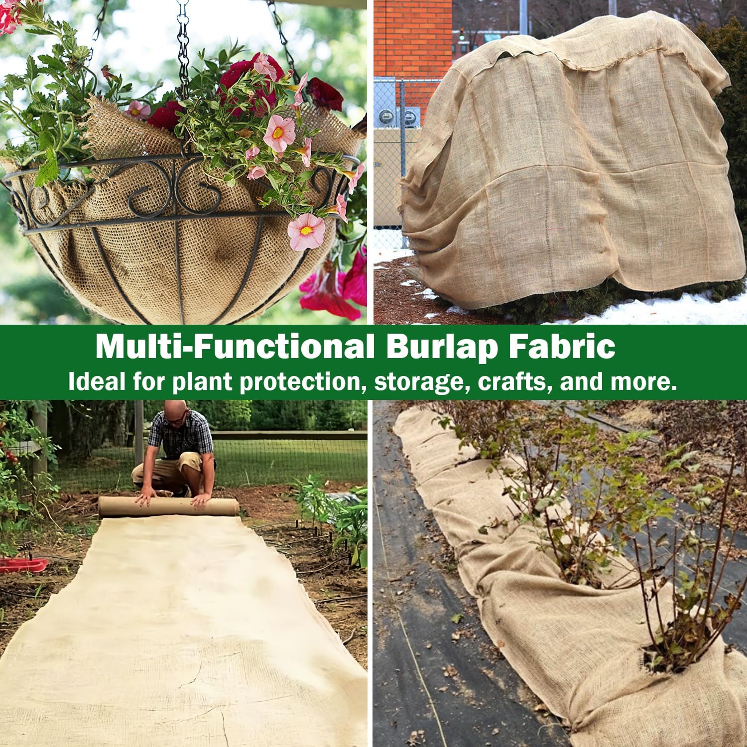 40" x 5 Feet Burlap Fabric Roll – Burlap Fabric by the Yard, Natural Jute Garden Fabric for DIY Crafts, Multipurpose Tree Wrap, Outdoor Plant Cover, Weed Barrier, Landscaping, Rustic Party Decor