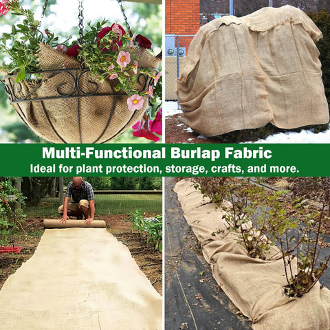 40" x 5 Feet Burlap Fabric Roll – Burlap Fabric by the Yard, Natural Jute Garden Fabric for DIY Crafts, Multipurpose Tree Wrap, Outdoor Plant Cover, Weed Barrier, Landscaping, Rustic Party Decor