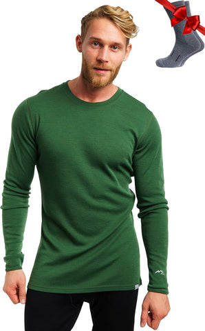 100% Merino Wool Base Layer Mens - Long Sleeve Thermal Shirts with Socks