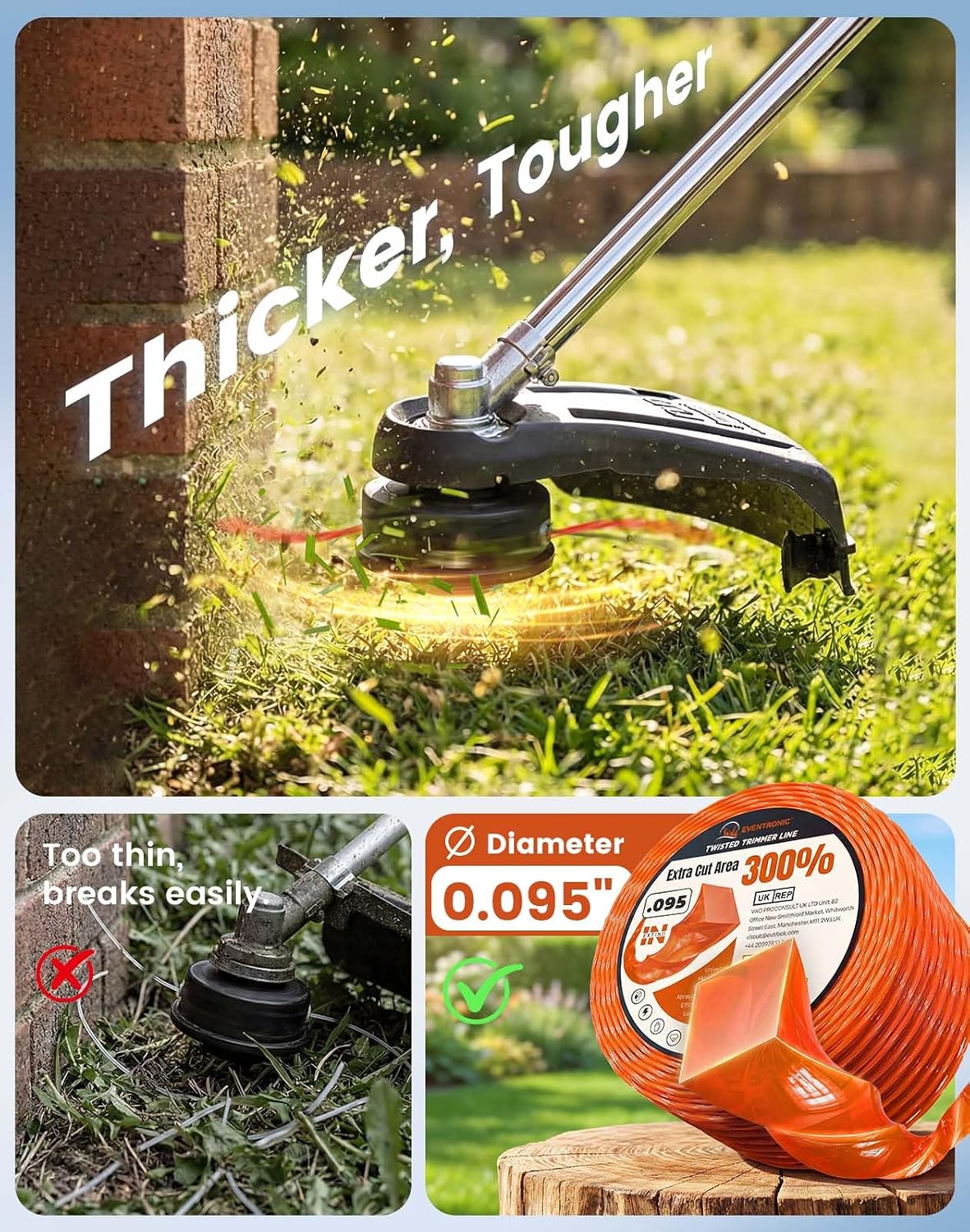 .095" Weed Eater String 1020FT Twisted Square String Trimmer Line