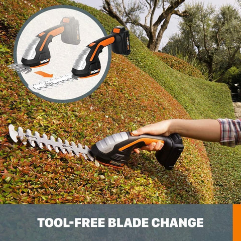 WORX Cordless Grass Shear & Shrub Trimmer, 20V 4" + 8" Bush Trimmer, WG801